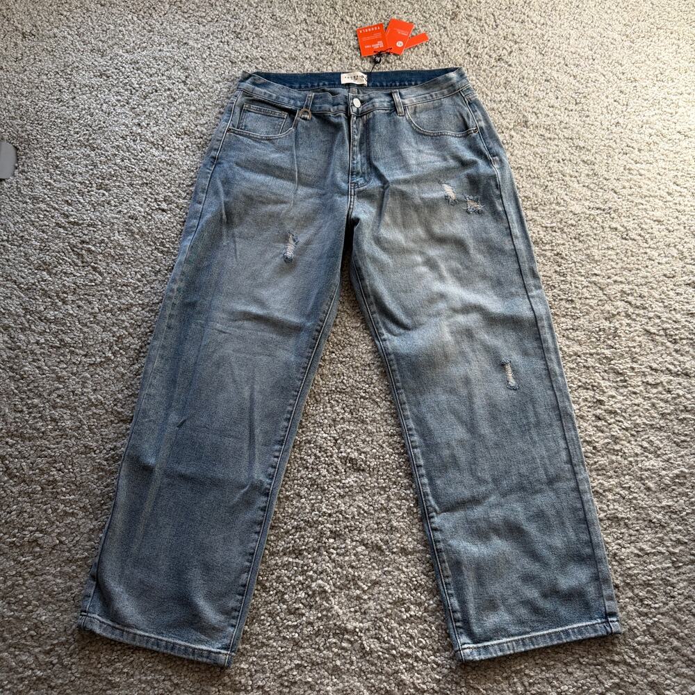 Men's YoungLA (SoldOut) 6037  LooseEssentialJeans NWT XL BlueWashed